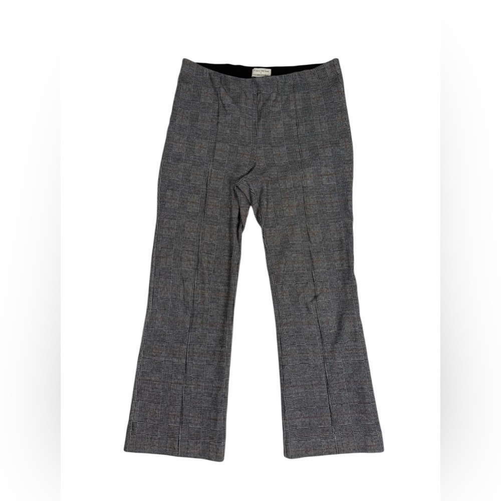 Anthropologie Essential Crop Flare Pants Medium Plaid Gray  Stretch Career Work